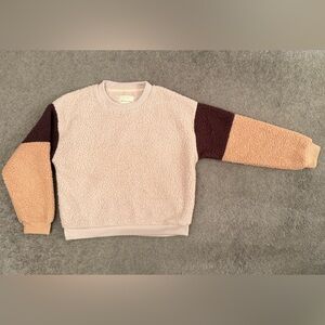 American Eagle Outfitters Sherpa Crew Neck - Light Pink, Brown, and Tan